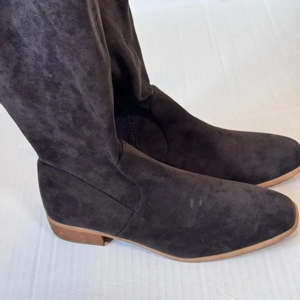 Mi.im Faux Grey Suede Leather Knee High Boots Womens 8 Fall Casual Classic